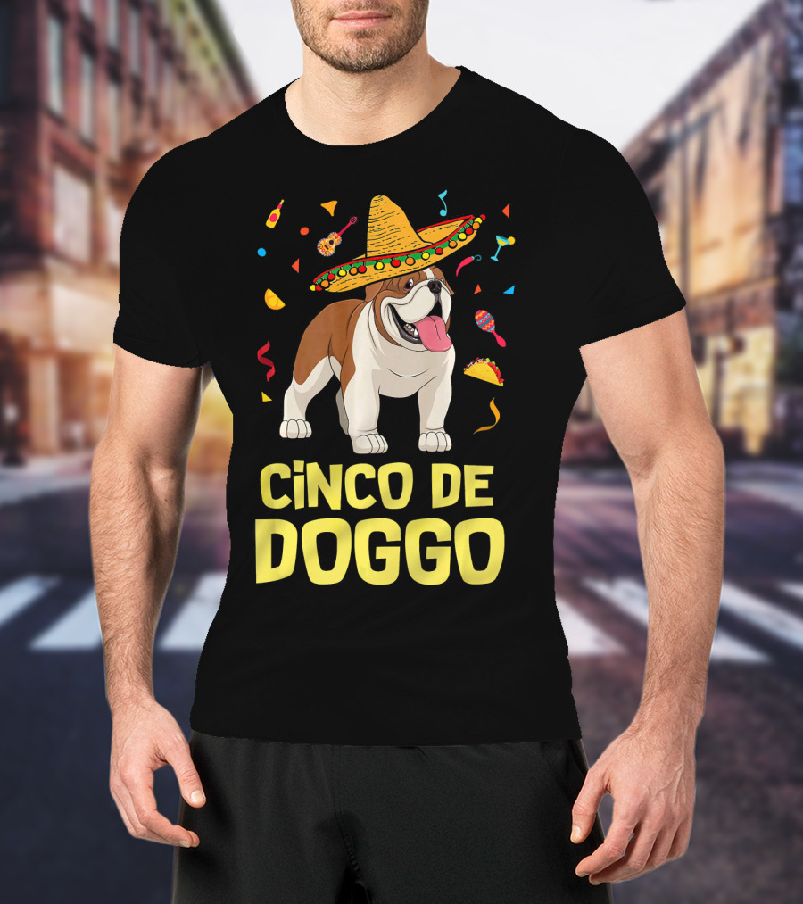 Cinco De Doggo Taco Sombrero English Bulldog T-Shirt