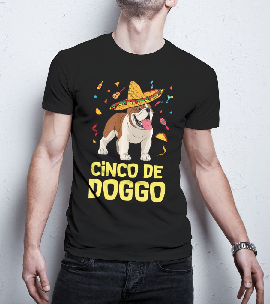 Cinco De Doggo Taco Sombrero English Bulldog T-Shirt
