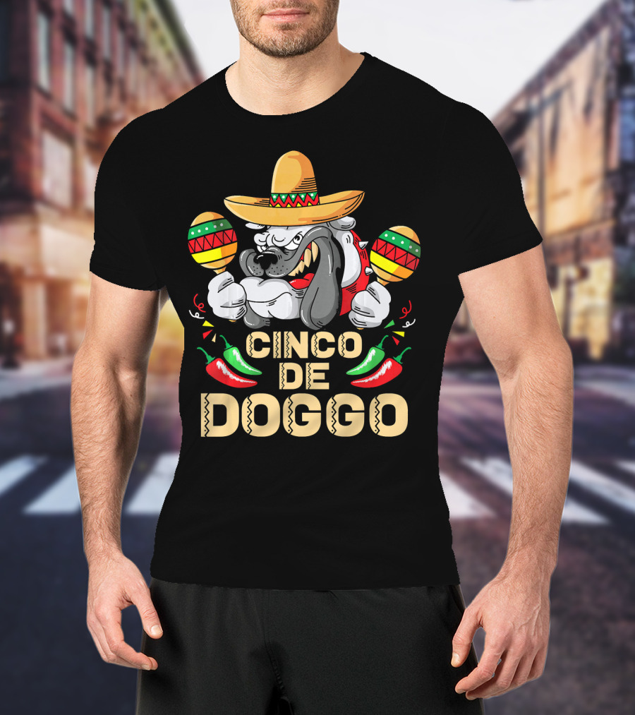 Cinco De Doggo Dog Lover Maracas Sombrero Peppers Cinco De Mayo T-Shirt