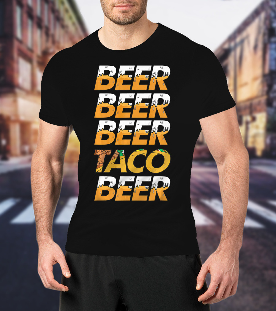 Beer Taco Beer Cinco De Mayo Funny Letter Print T-Shirt