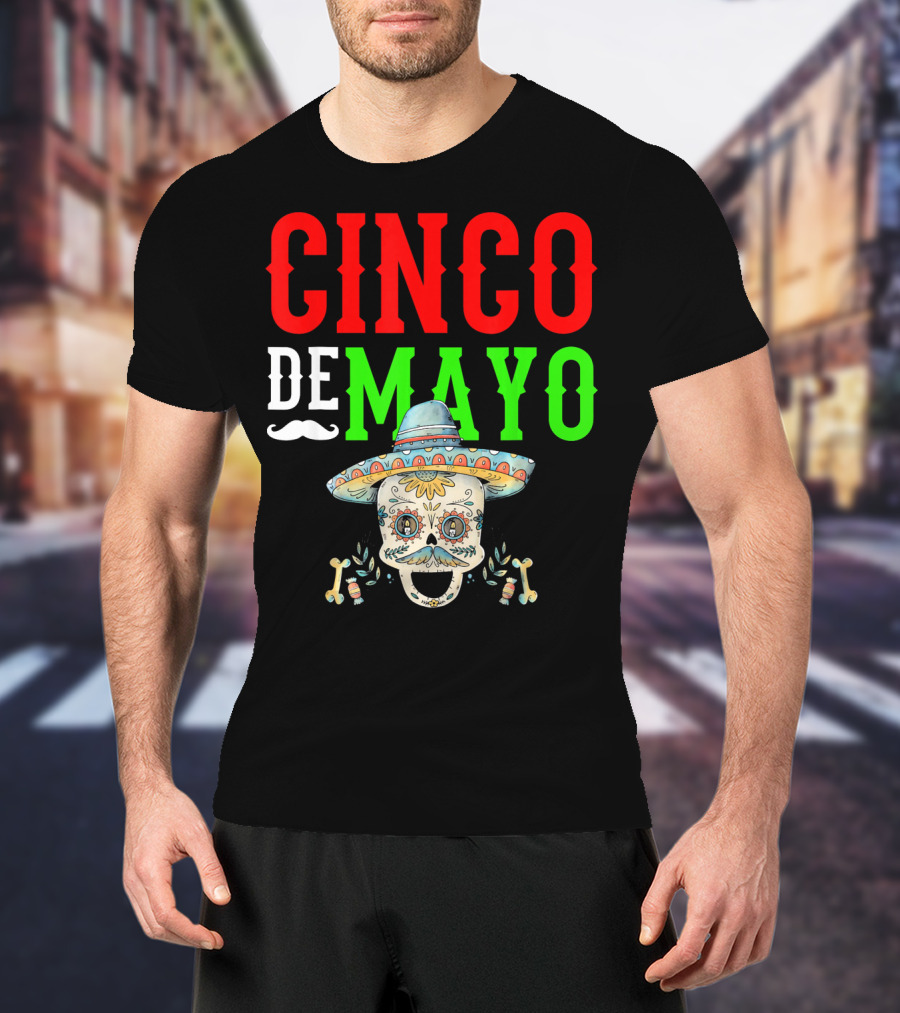 Cinco De Mayo Sugar Skull Sombrero T-Shirt
