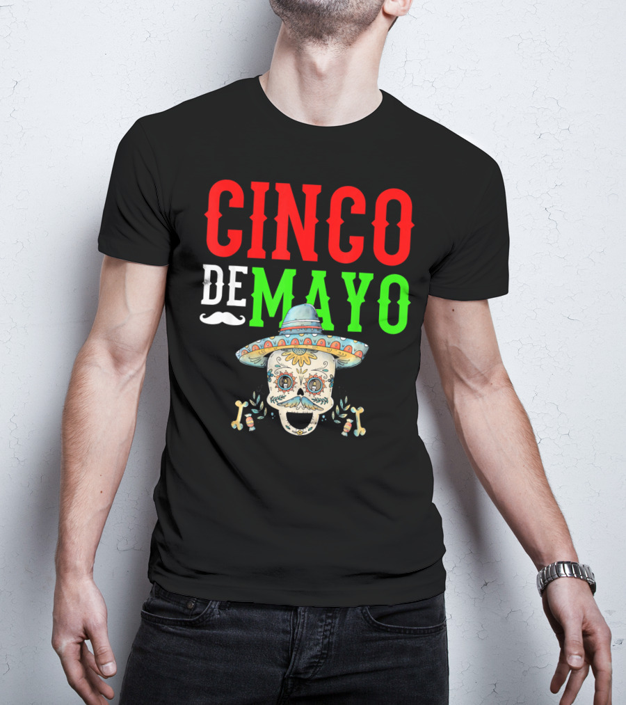 Cinco De Mayo Sugar Skull Sombrero T-Shirt