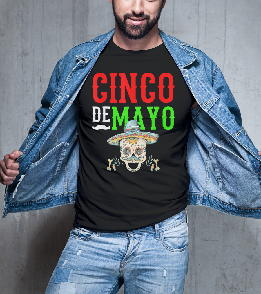 Cinco De Mayo Sugar Skull Sombrero T-Shirt