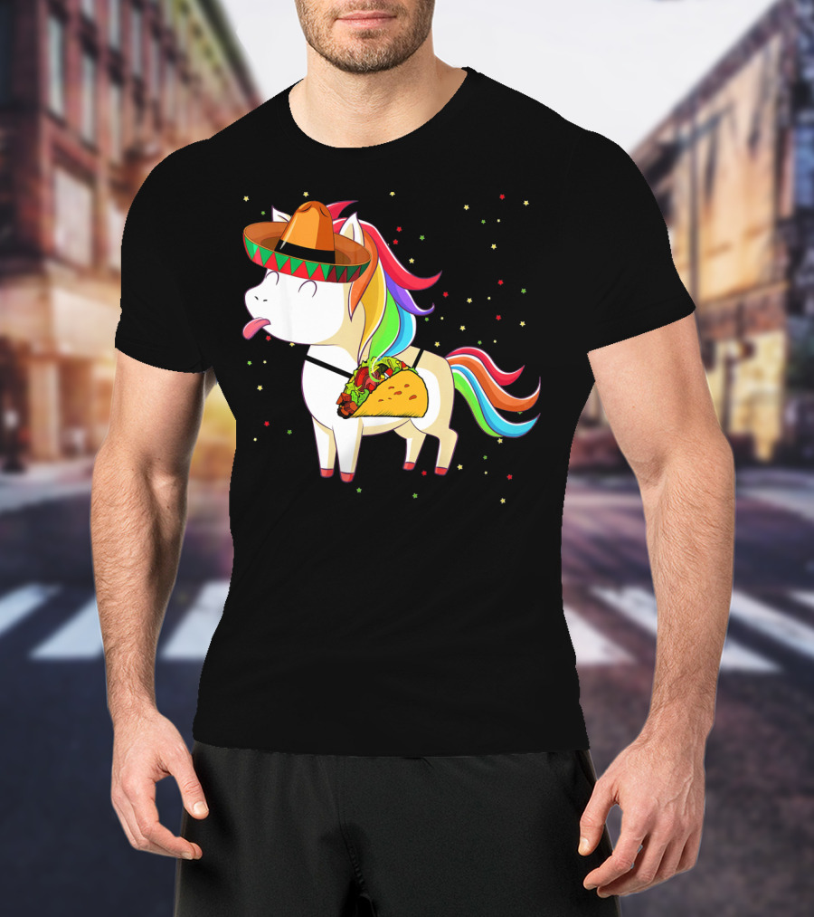 Sombrero Taco Unicorn Cinco De Mayo T-Shirt