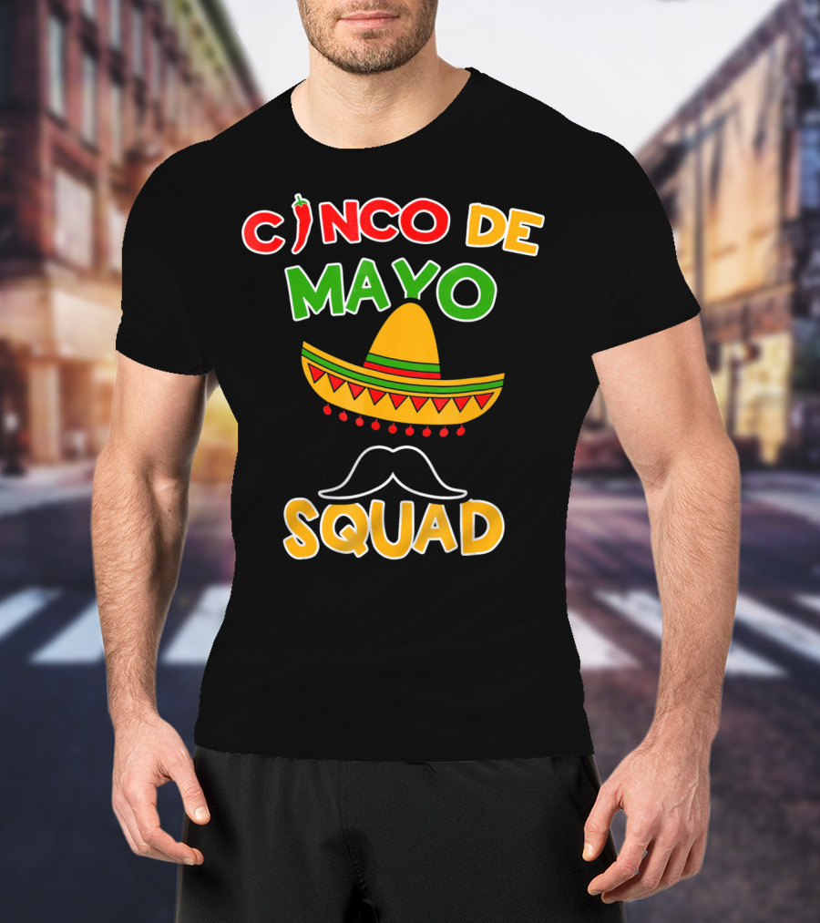 Cinco De Mayo Squad Sombrero Mustache Pepper Fiesta T-Shirt
