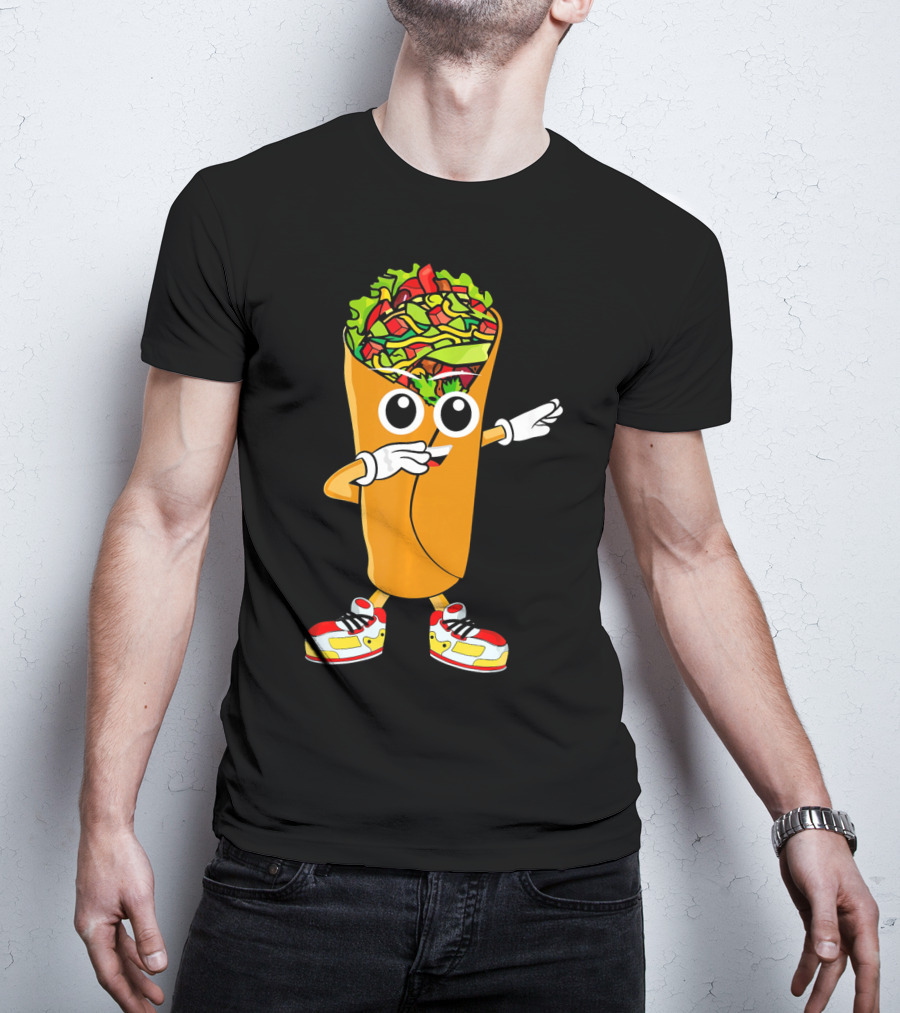 Dabbing Burrito Cartoon Dab Dance With Sneakers T-Shirt