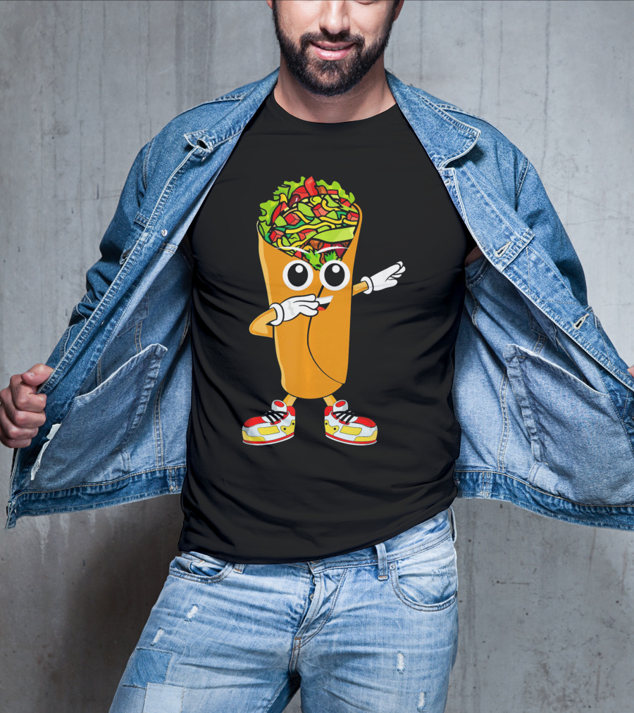 Dabbing Burrito Cartoon Dab Dance With Sneakers T-Shirt