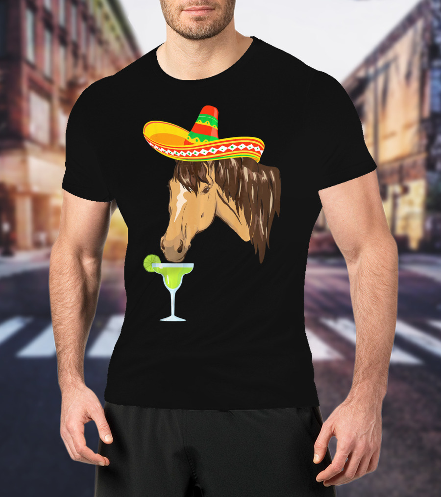 Cute Horse Sombrero Margarita Cinco De Mayo T-Shirt