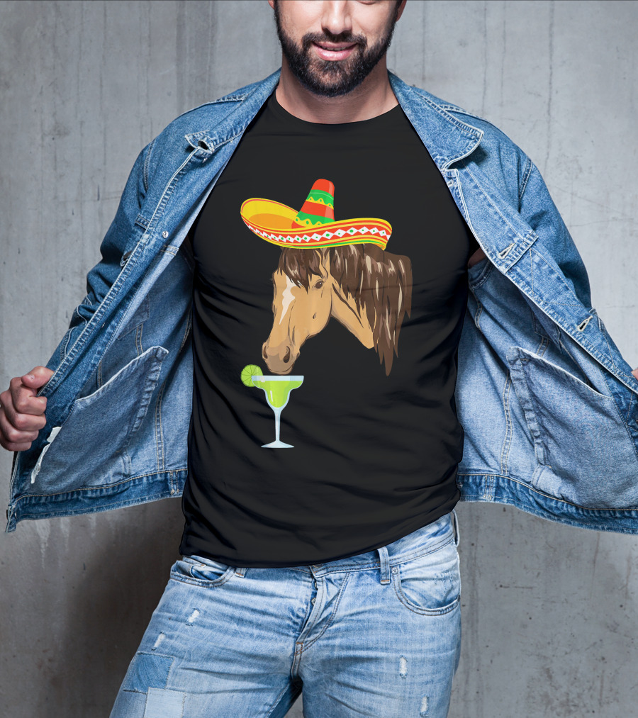 Cute Horse Sombrero Margarita Cinco De Mayo T-Shirt