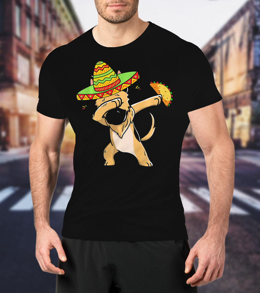 German Shepherd Dabbing With Taco And Sombrero Cinco De Mayo Fun T-Shirt