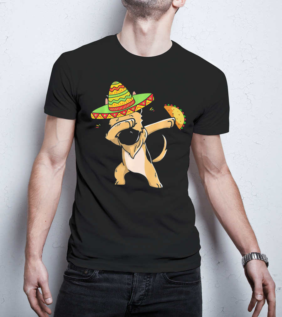 German Shepherd Dabbing With Taco And Sombrero Cinco De Mayo Fun T-Shirt