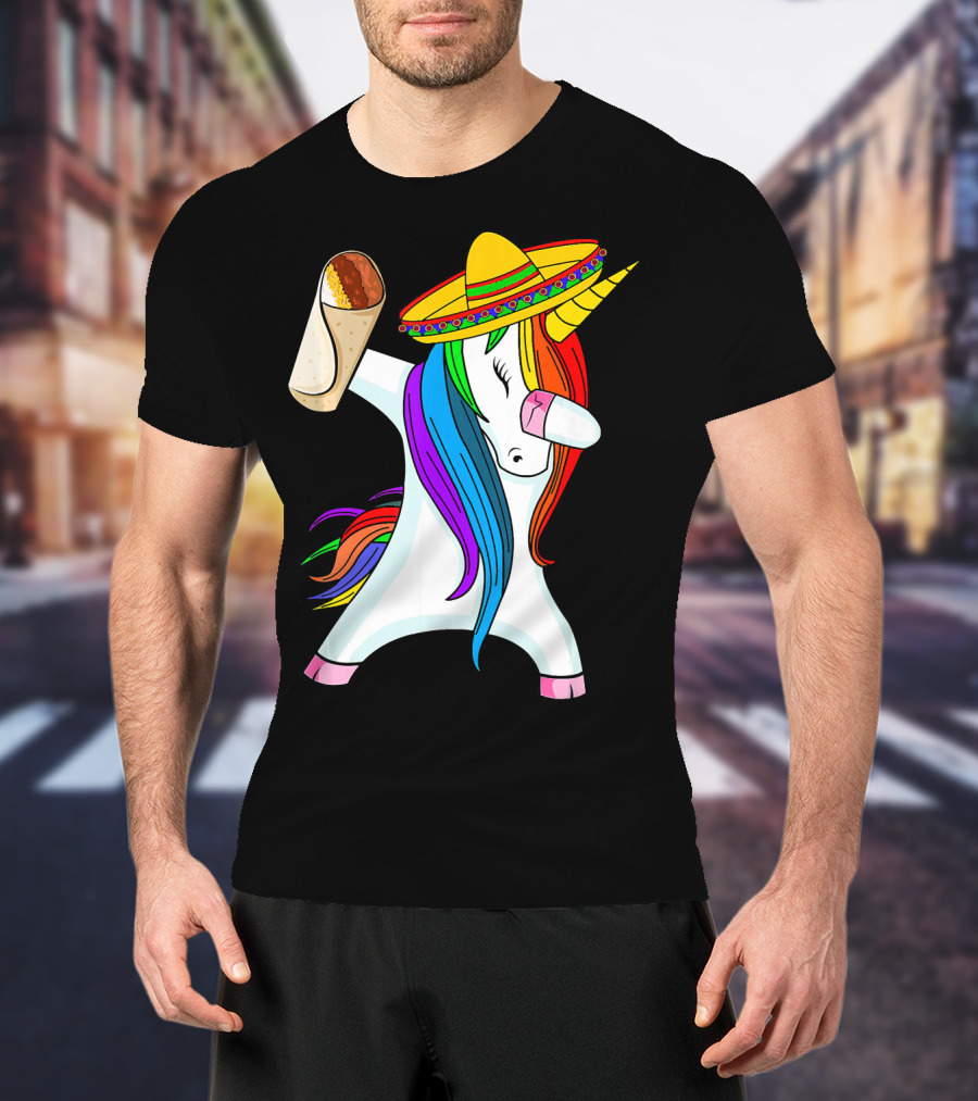 Cinco De Mayo Dabbing Unicorn Sombrero Burrito T-Shirt