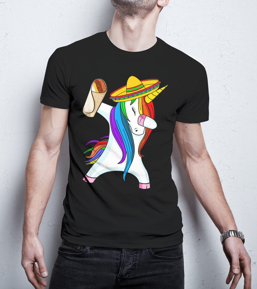 Cinco De Mayo Dabbing Unicorn Sombrero Burrito T-Shirt