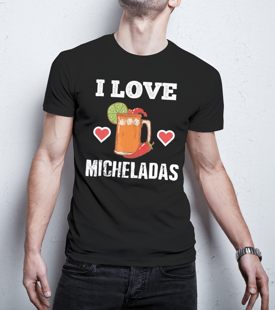Cinco De Mayo I Love Micheladas Hearts Lime Pepper T-Shirt