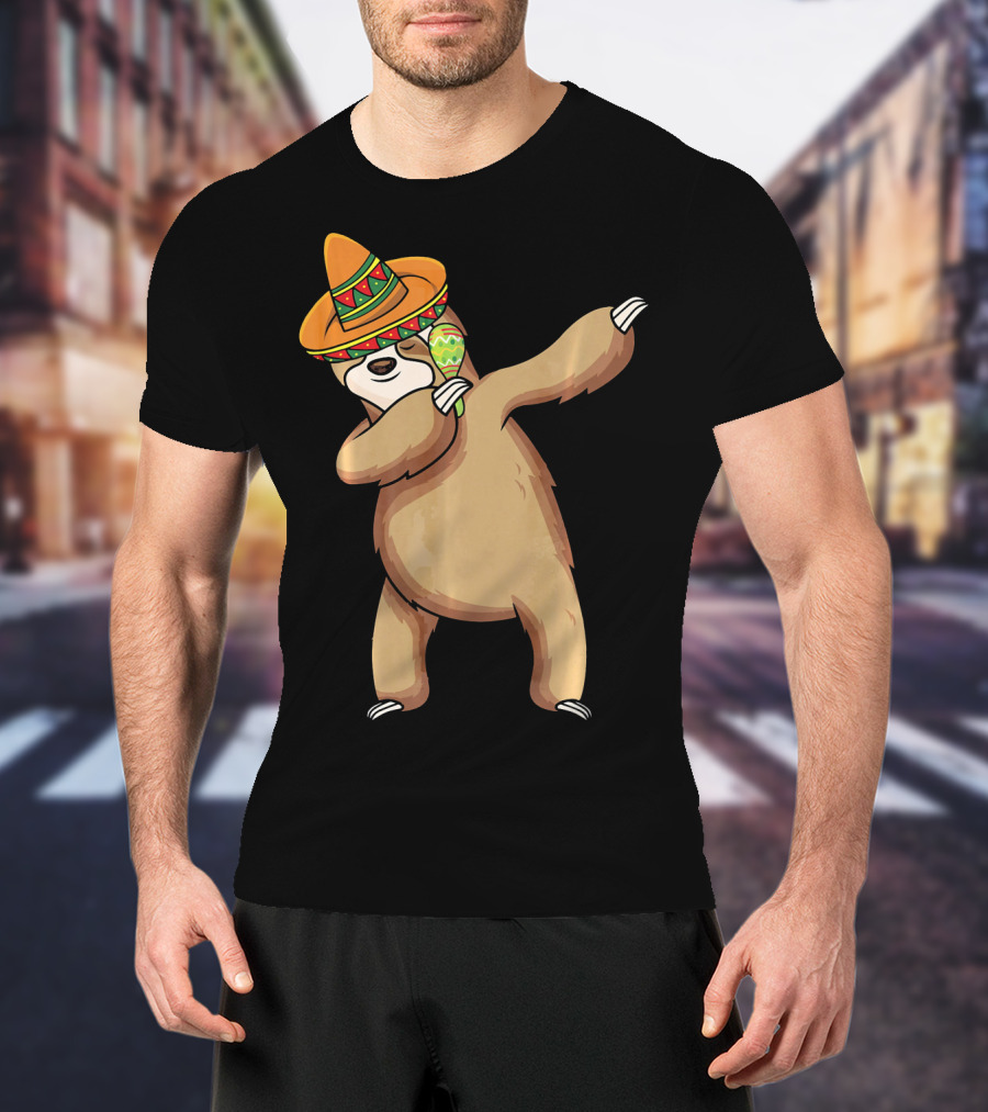 Dabbing Sloth Sombrero Cinco De Mayo Dance T-Shirt