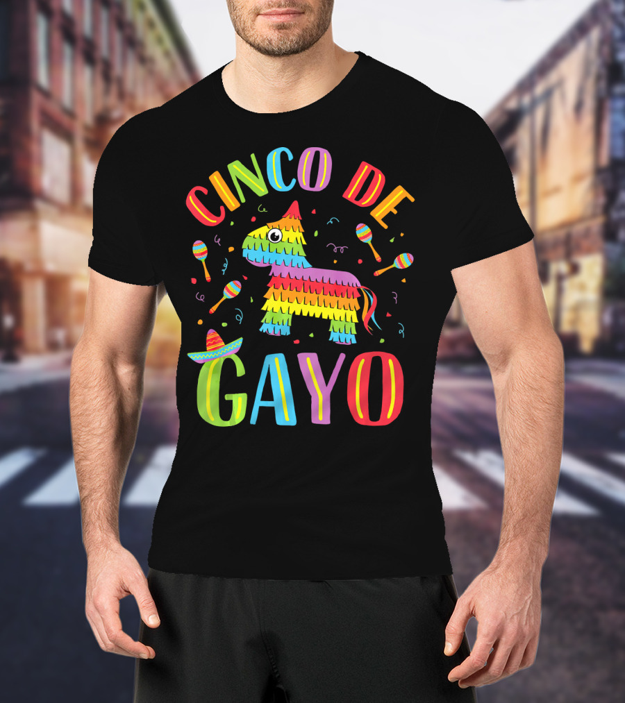 Cinco De Gayo Rainbow Pinata Maracas Fiesta T-Shirt