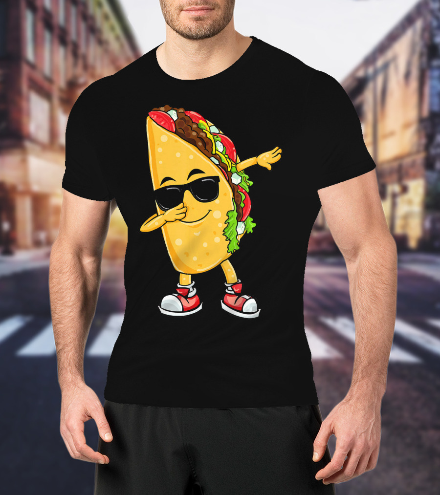 Dabbing Taco Cinco De Mayo Celebration Fun With Sunglasses T-Shirt