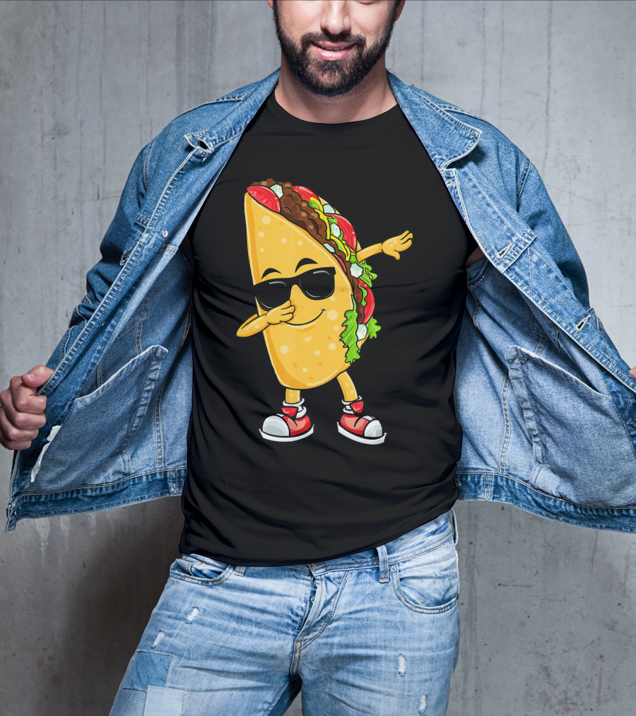 Dabbing Taco Cinco De Mayo Celebration Fun With Sunglasses T-Shirt