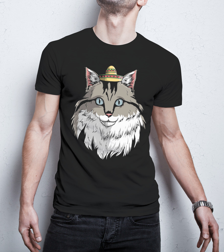 Maine Coon Cat Sombrero Fiesta Cinco De Mayo T-Shirt