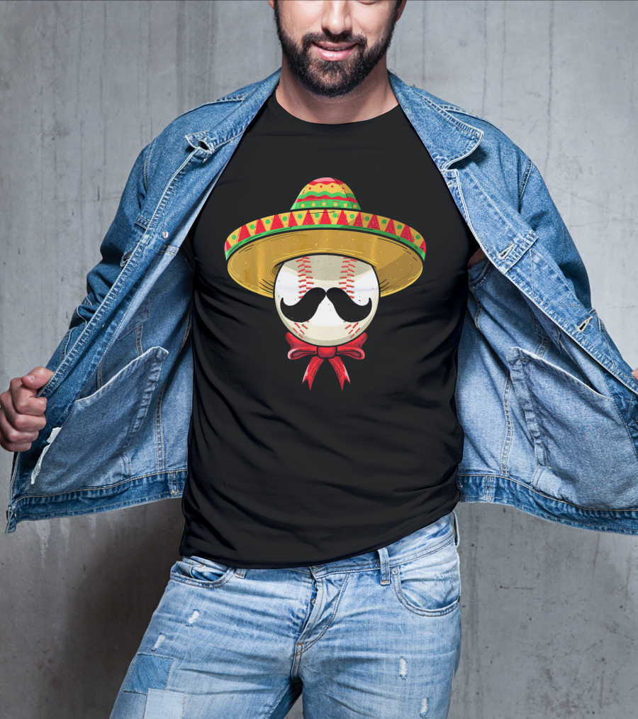 Cinco De Mayo Mexican Baseball Sombrero Mustache T-Shirt