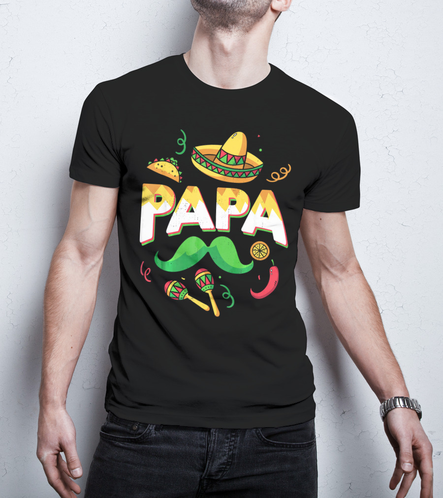 Cinco De Mayo Papa Sombrero Maracas Taco Lime Mustache Chili T-Shirt