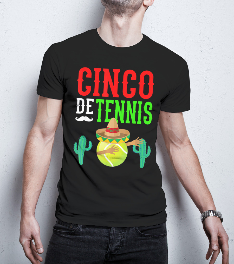 Cinco De Tennis Dabbing Sombrero Cactus T-Shirt