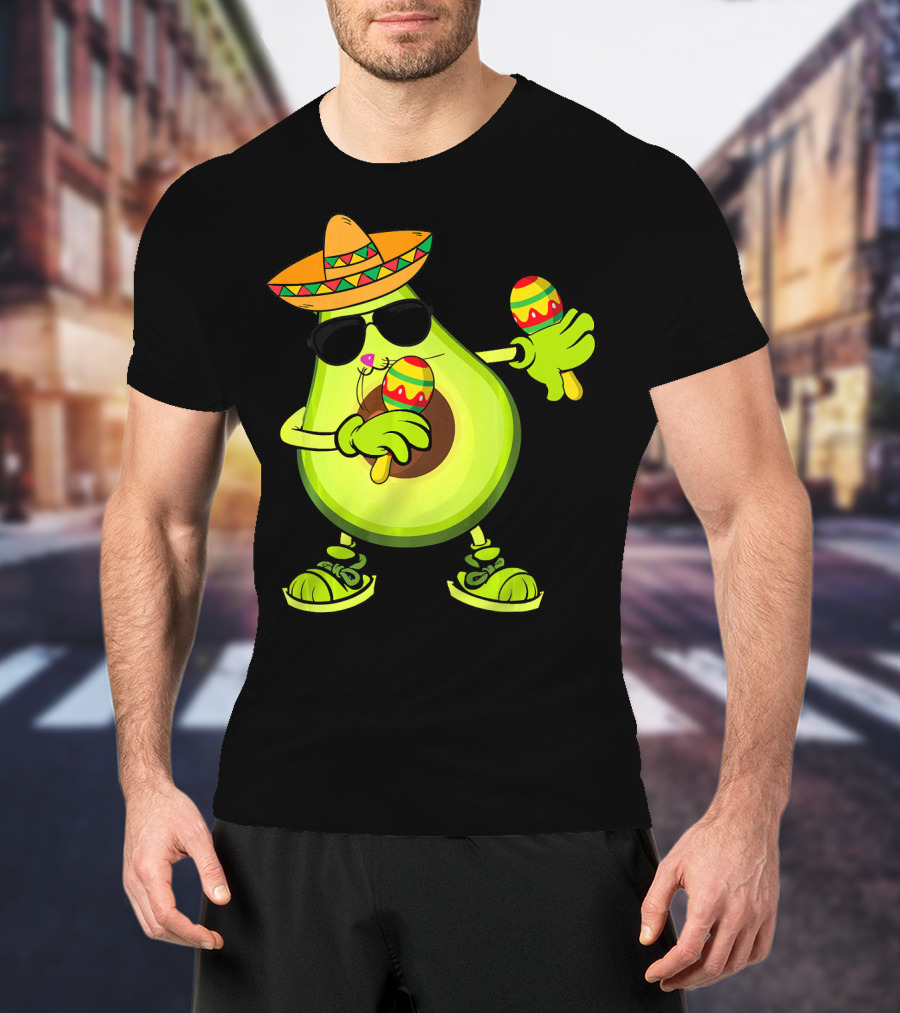 Dancing Avocado With Sombrero And Maracas T-Shirt