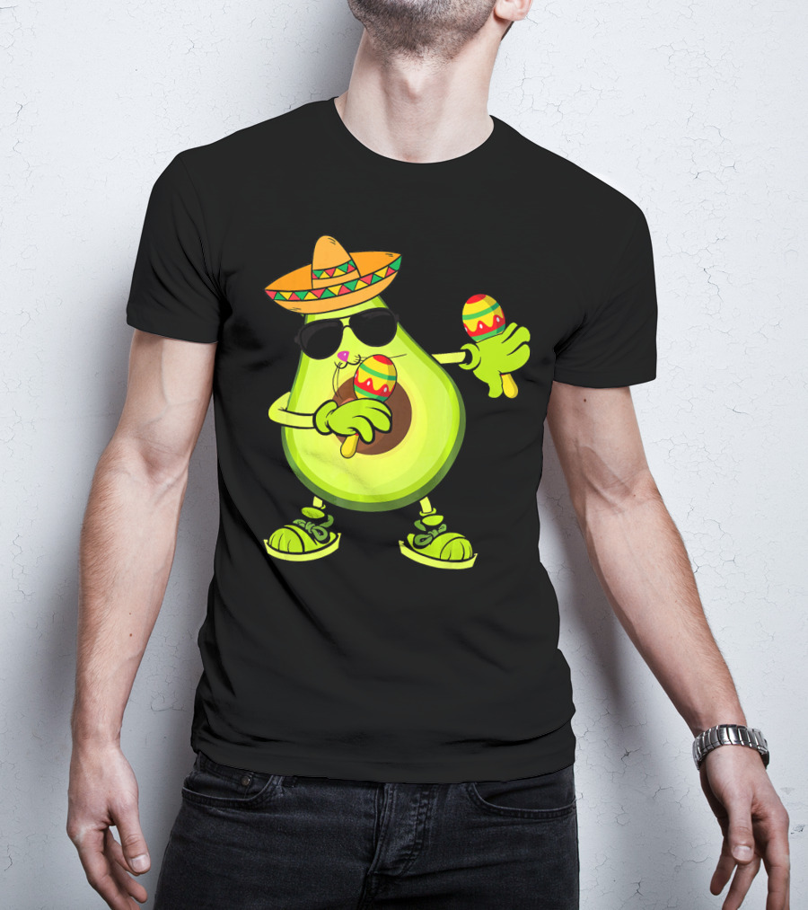 Dancing Avocado With Sombrero And Maracas T-Shirt