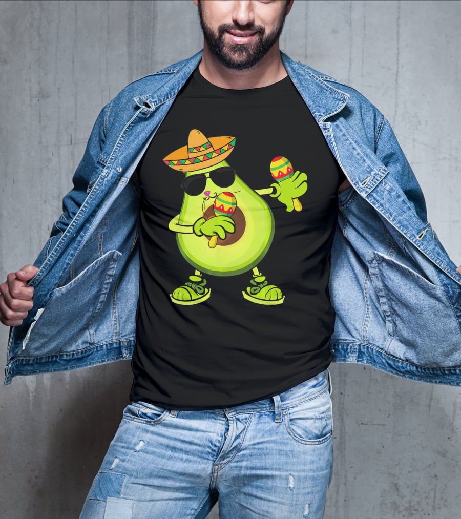 Dancing Avocado With Sombrero And Maracas T-Shirt