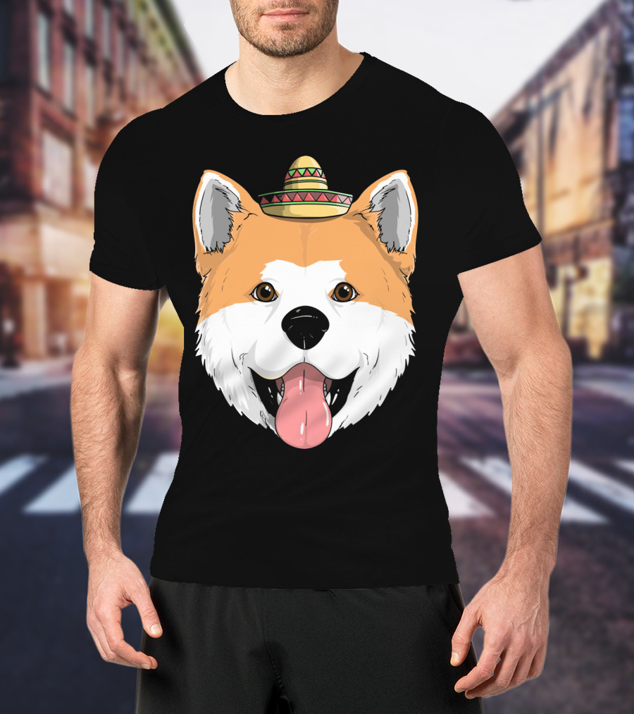 Akita Dog Sombrero Cinco De Mayo Fiesta T-Shirt
