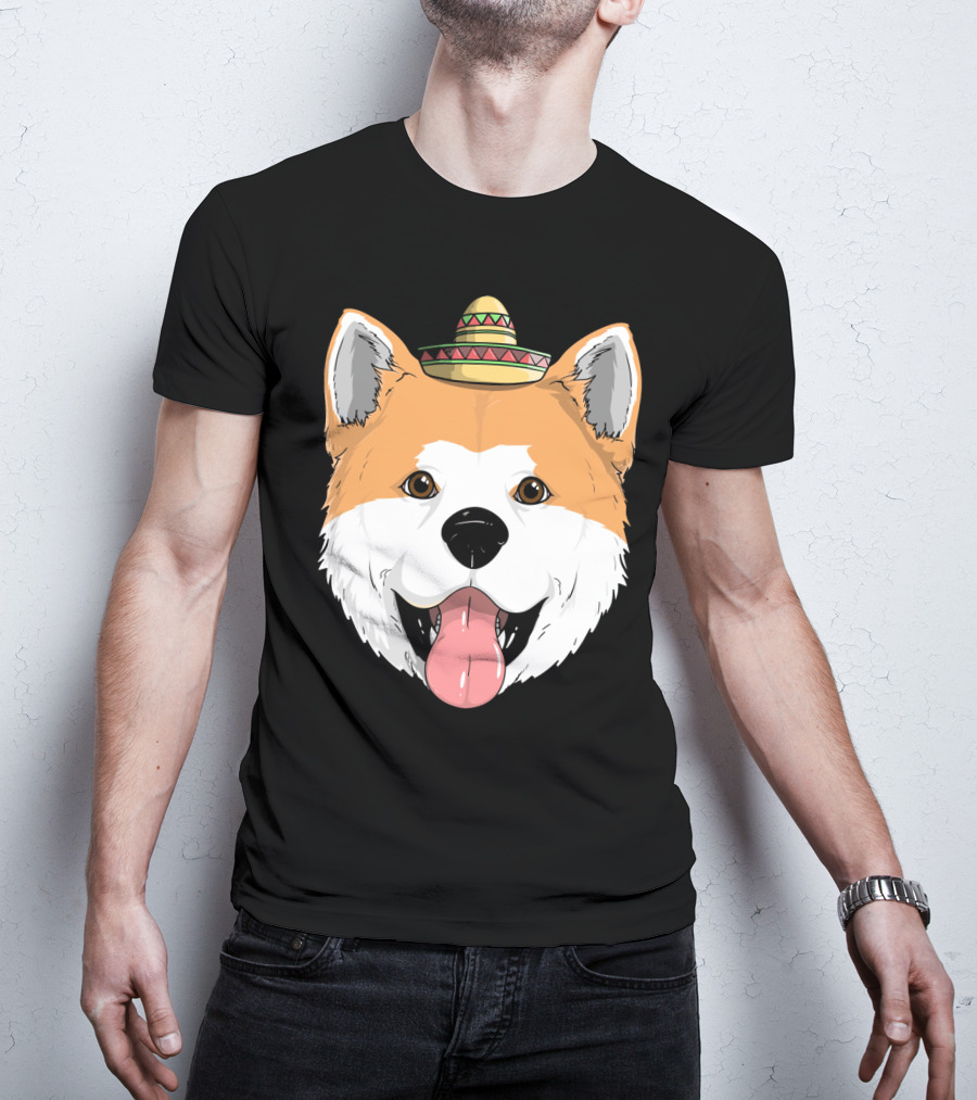 Akita Dog Sombrero Cinco De Mayo Fiesta T-Shirt