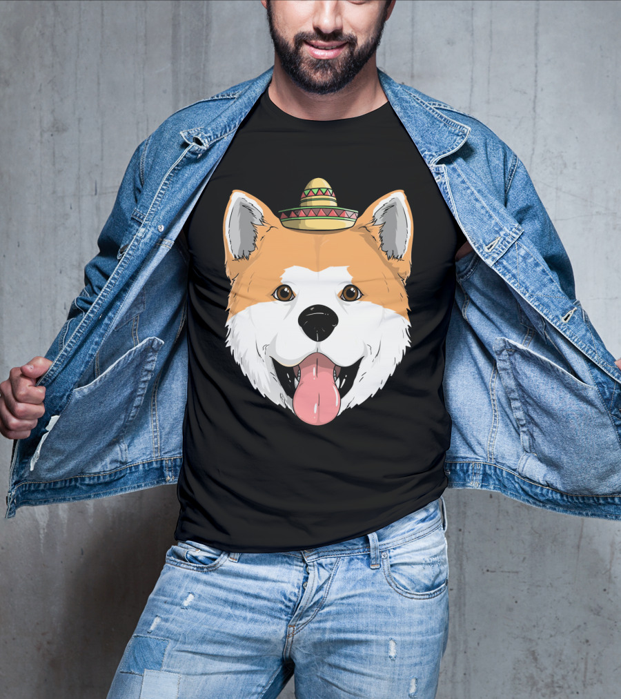 Akita Dog Sombrero Cinco De Mayo Fiesta T-Shirt