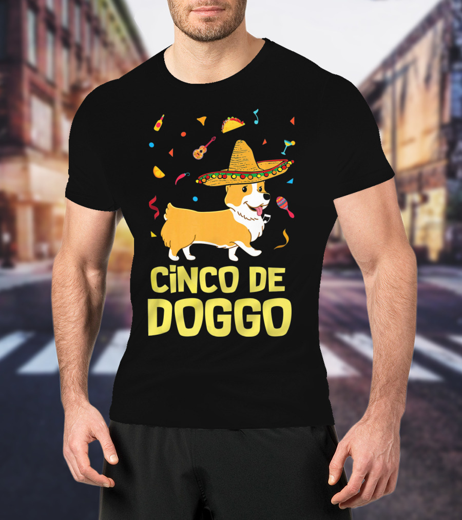 Cinco De Doggo Funny Taco Sombrero Corgi T-Shirt