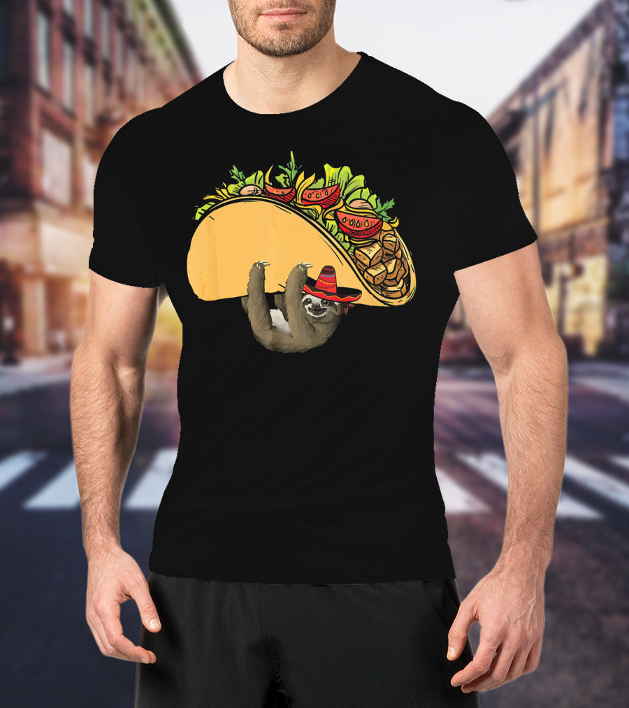 Cinco De Mayo Sloth Sombrero Taco Fiesta T-Shirt