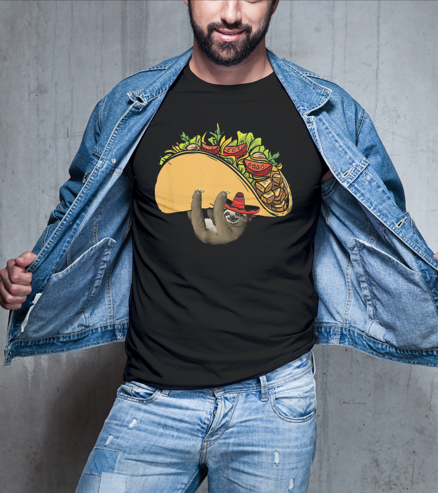 Cinco De Mayo Sloth Sombrero Taco Fiesta T-Shirt