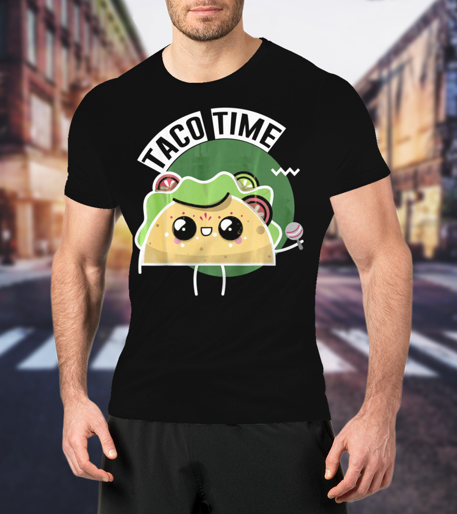 Taco Time Cinco De Mayo Me Food Cartoon Fiesta T-Shirt