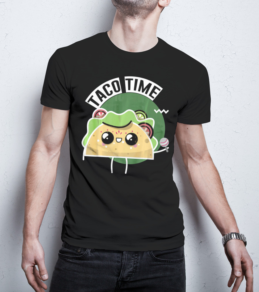 Taco Time Cinco De Mayo Me Food Cartoon Fiesta T-Shirt