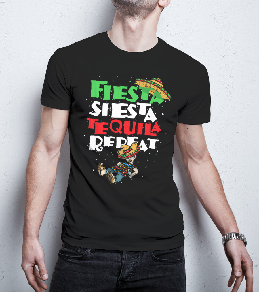 Fiesta Siesta Tequila Repeat Sombrero T-Shirt