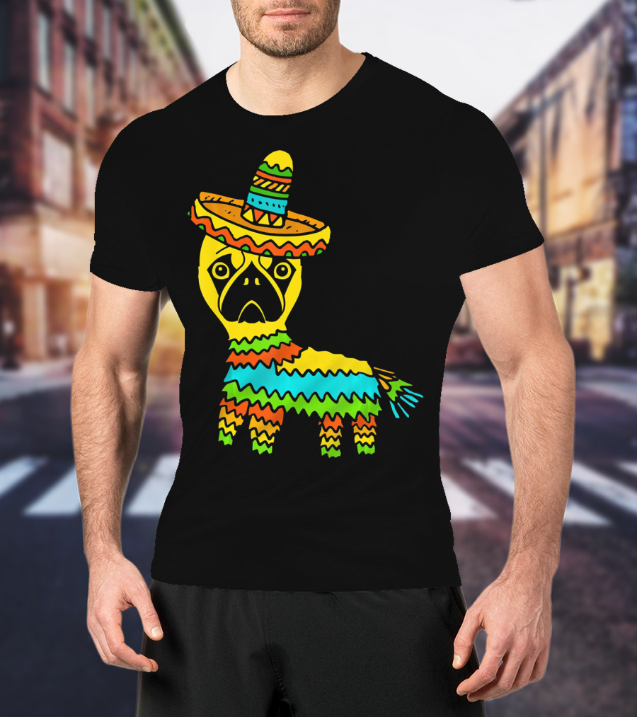 Cinco De Mayo Pug Pinata Wearing Sombrero T-Shirt