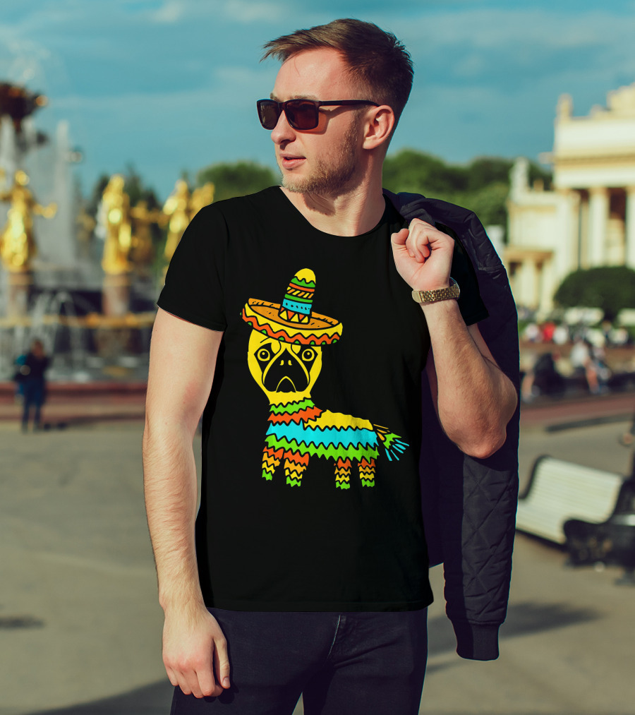 Cinco De Mayo Pug Pinata Wearing Sombrero T-Shirt