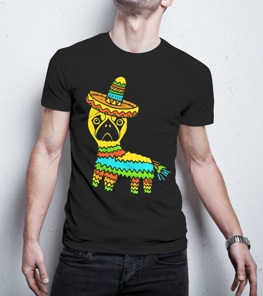 Cinco De Mayo Pug Pinata Wearing Sombrero T-Shirt