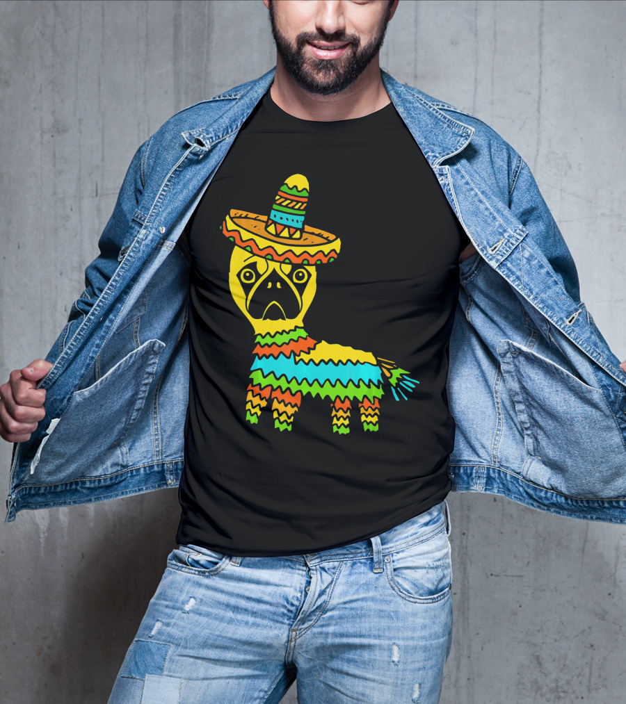 Cinco De Mayo Pug Pinata Wearing Sombrero T-Shirt