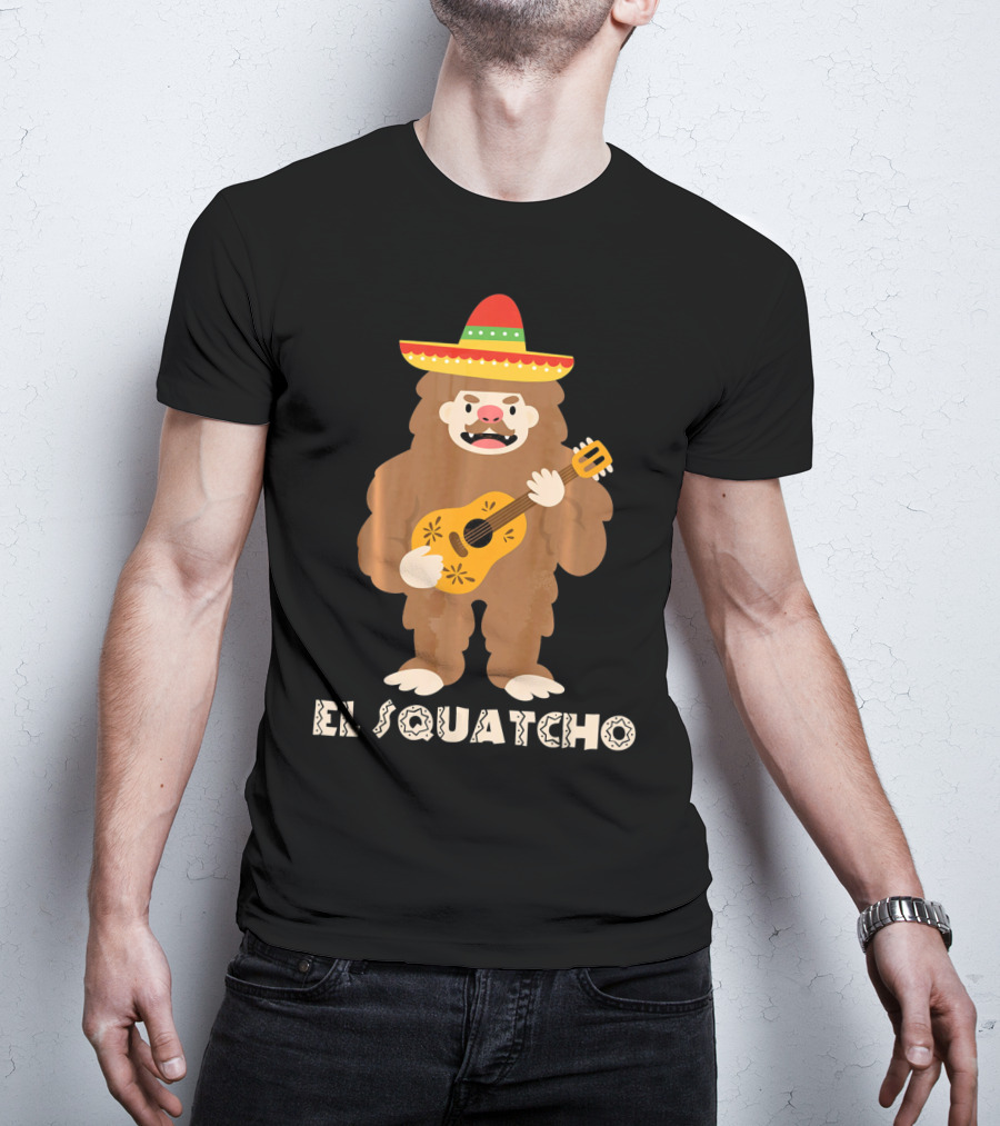 El Squatcho Sasquatch Funny Mexican Cinco Mariachi Sombrero Guitar T-Shirt