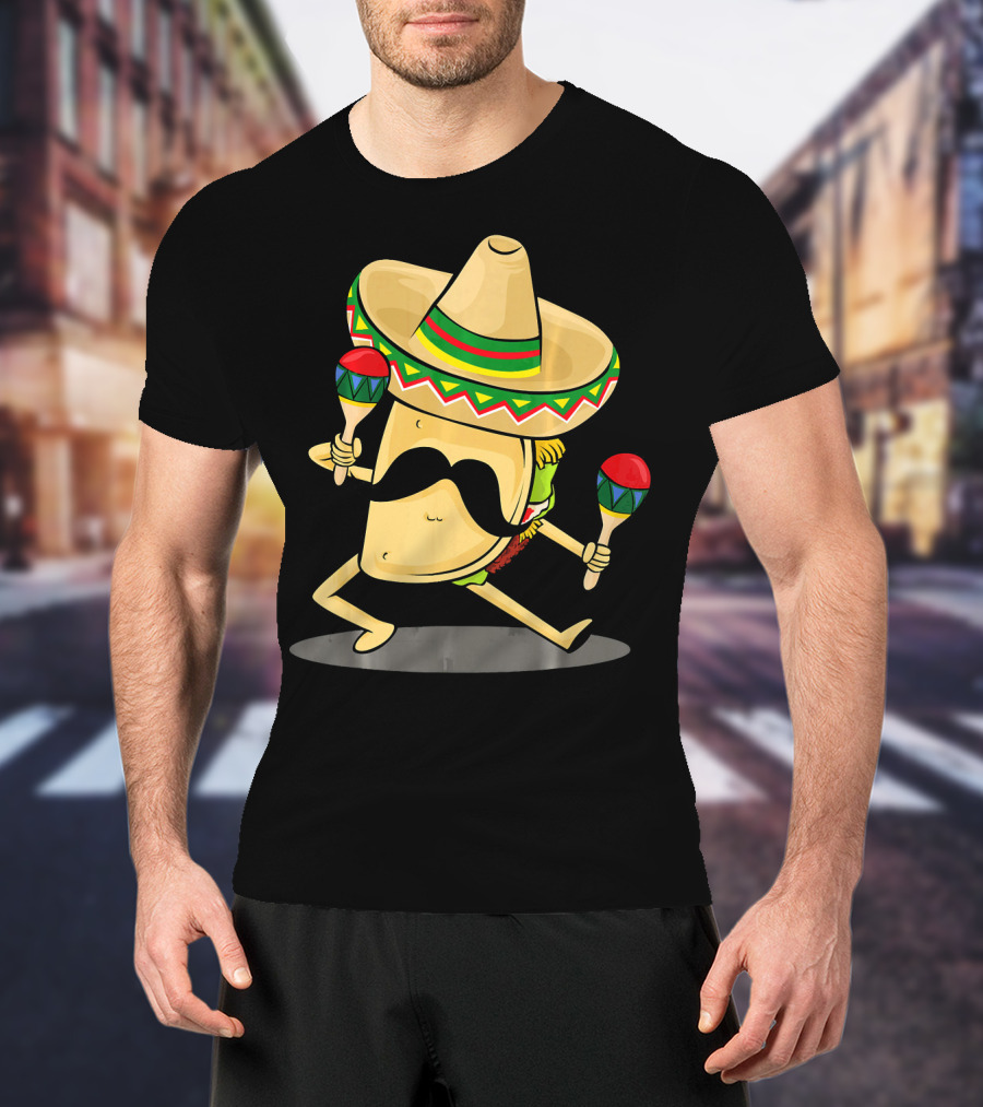 Cinco De Mayo Funny Taco Dancing Sombrero With Maracas T-Shirt