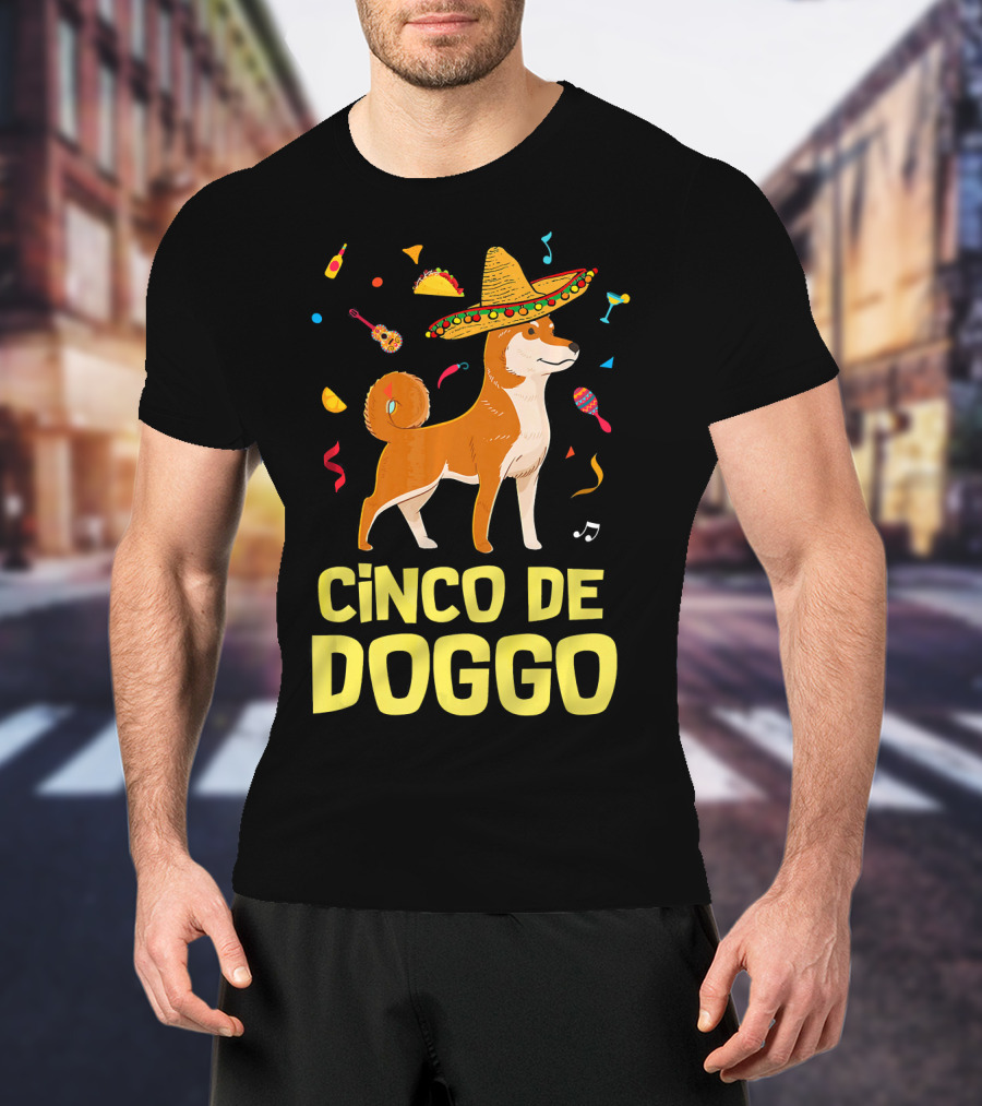 Funny Taco Sombrero Shiba Inu Doggo Cinco De Doggo T-Shirt