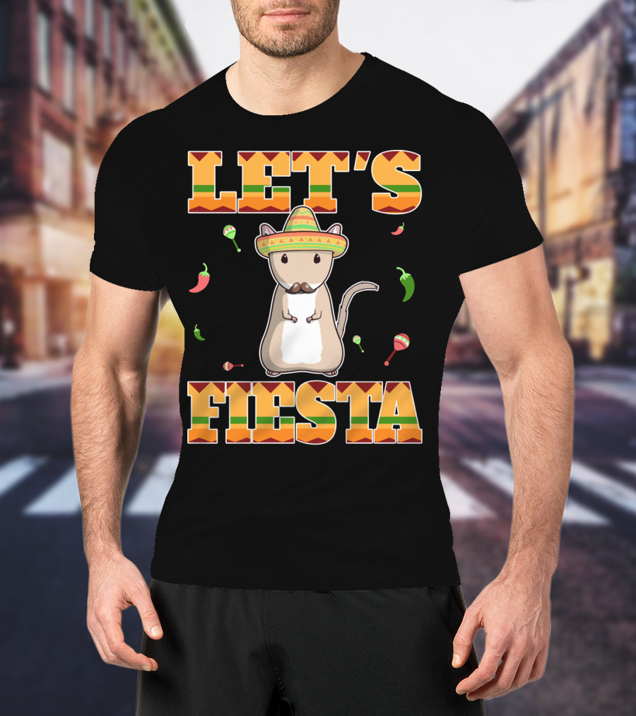 Let's Fiesta Gerbil Sombrero Peppers Maracas Mexican Cinco De Mayo T-Shirt