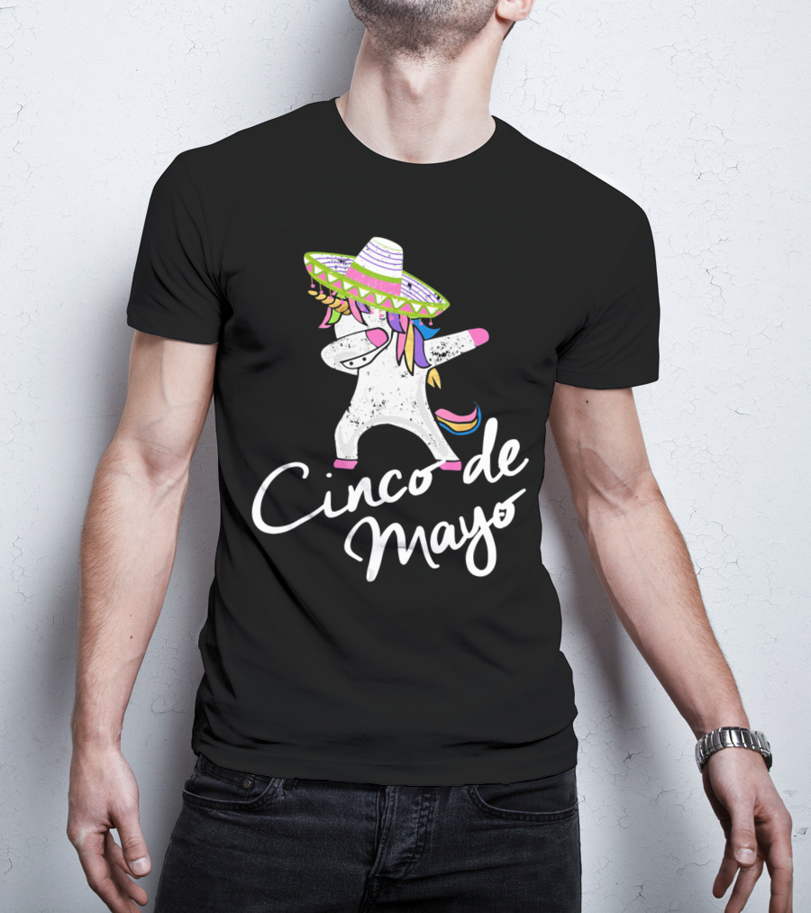 Cinco De Mayo Funny Dabbing Unicorn Sombrero T-Shirt