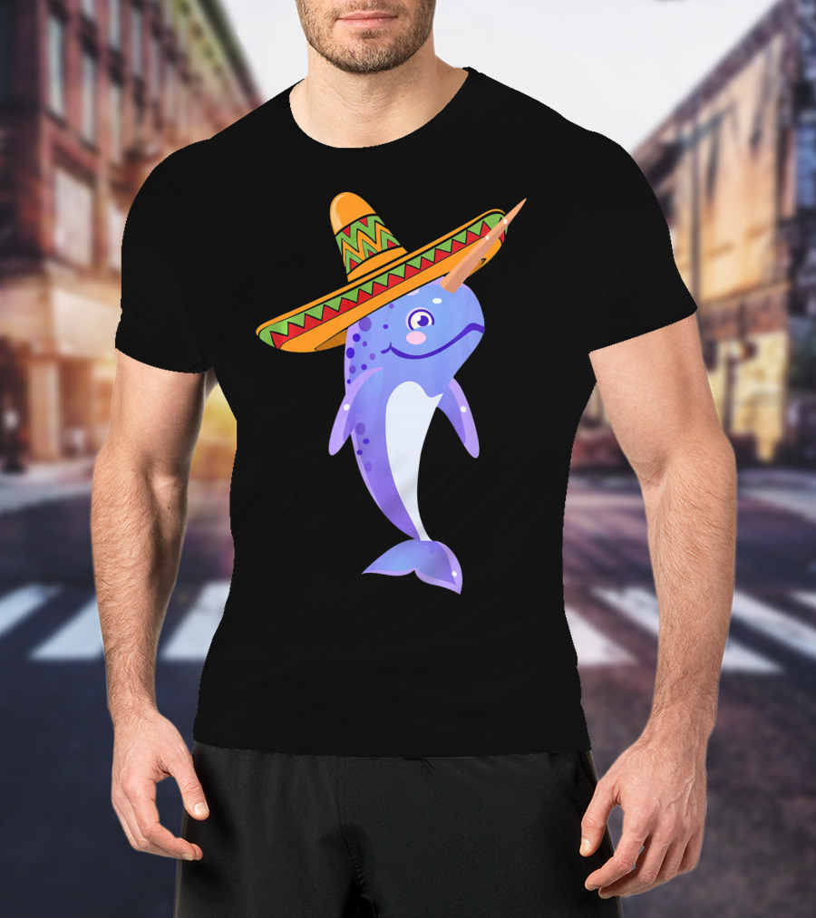 Narwhal Sombrero Mexican Fiesta Cinco De Mayo T-Shirt