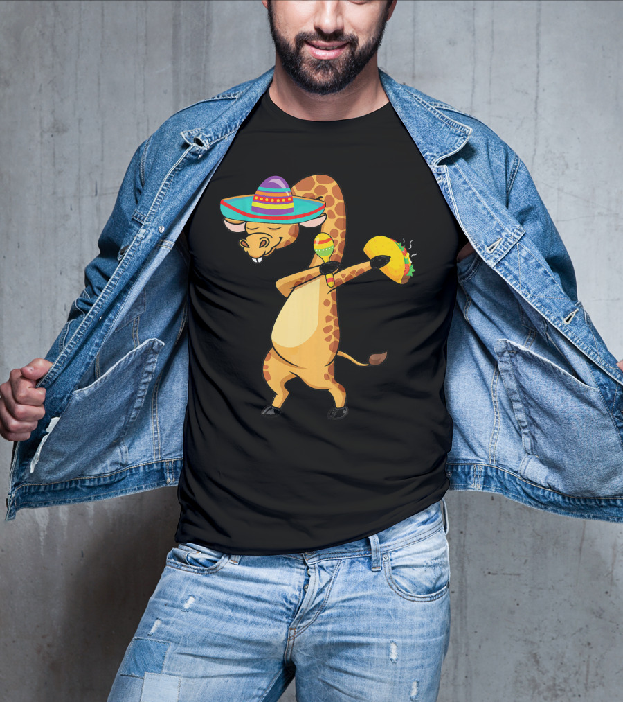 Cinco De Mayo Giraffe Dabbing With Taco And Sombrero T-Shirt