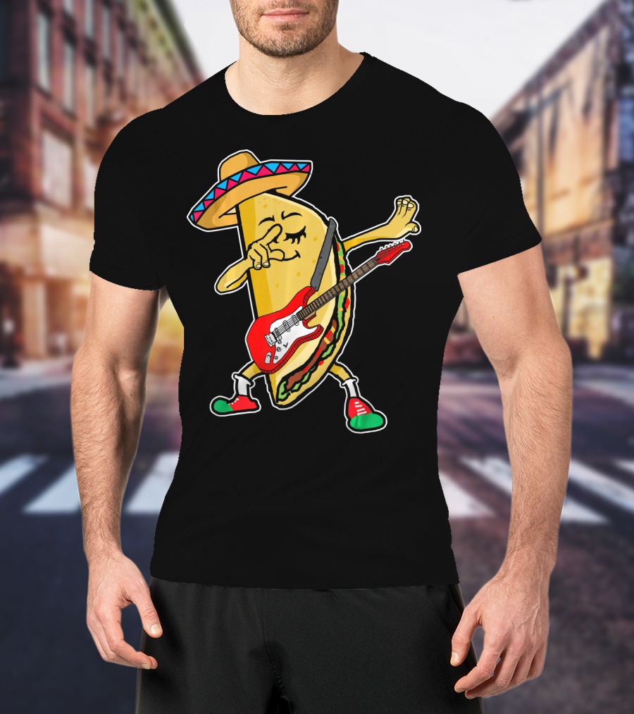 Dabbing Taco Sombrero Guitar Kids Mexican Fiesta T-Shirt